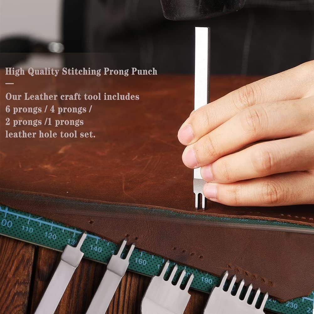 Pro Leather Craft Tools Punch Kit Stitching Carving Sewing Working Skiving Knife