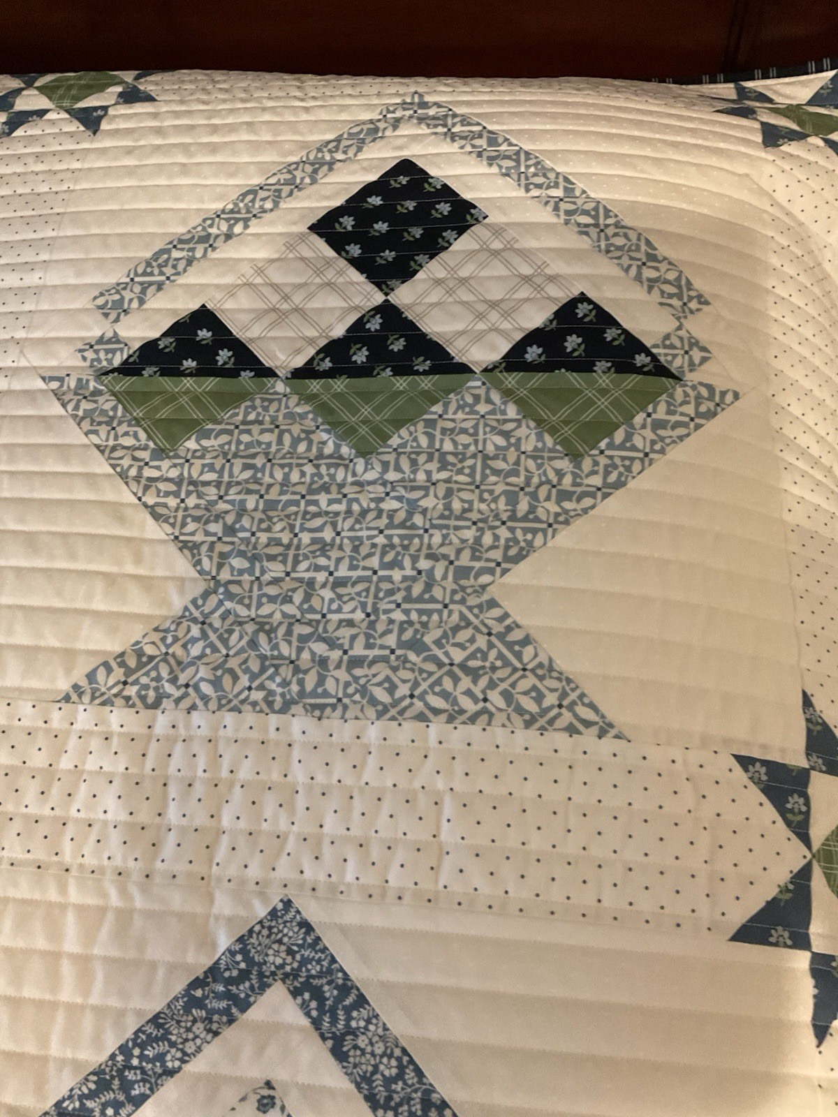 New Pieceful Baskets Blue/ White Baskets Patchwork Quilt-65”x 84” Home Made