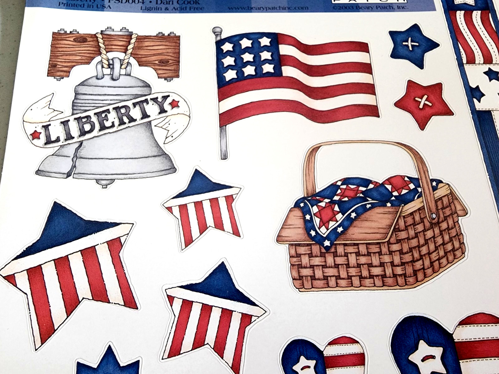 Patriotic America Liberty Cardstock Stickers 2003 NOS Scrapbooking 4th of July