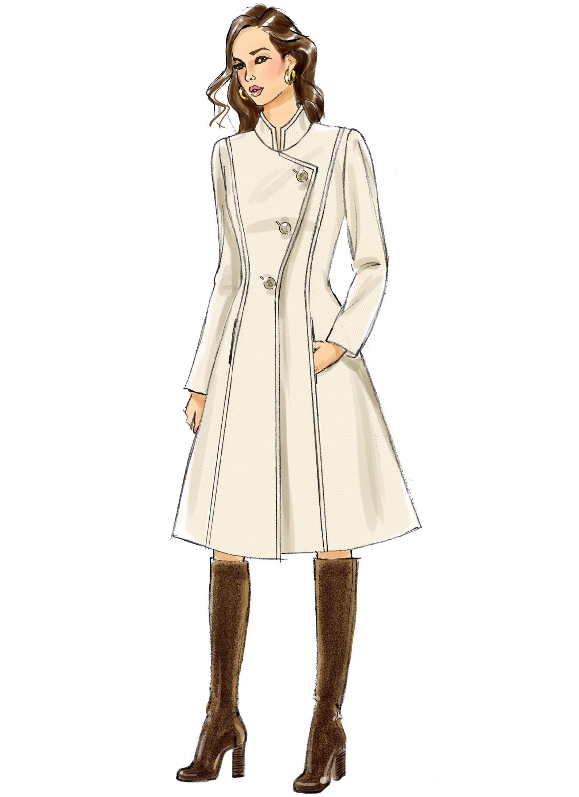Butterick Misses Winter Wool Jacket Coat Asymmetrical Front Sew Pattern B6497