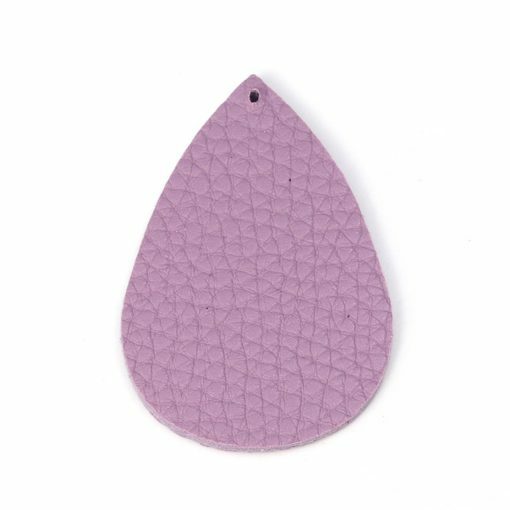 10 pcs. Purple Faux Leather Dangle Charms Pendants – Teardrop – 56mm (2.2″)