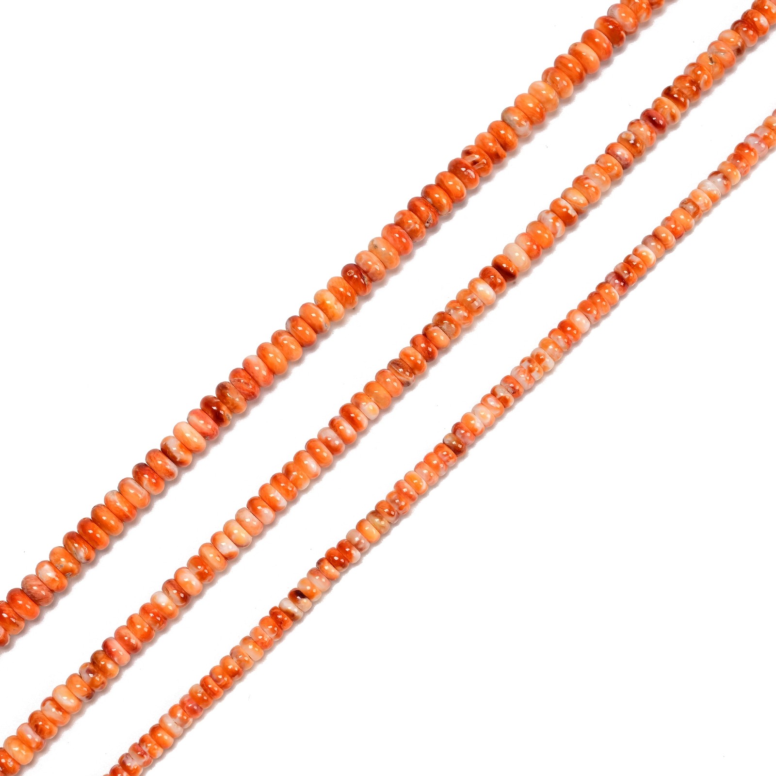 Natural Orange Spiny Oyster Smooth Rondelle Beads 2x4mm 3x5mm 3x6mm 16″ Strand