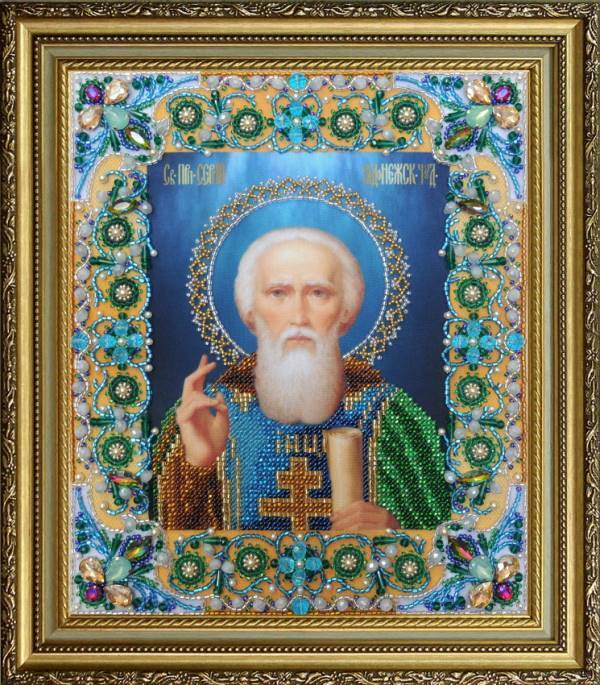 Bead embroidery kit Icon St. Sergius of Radonezh hand embroidery needlework kit