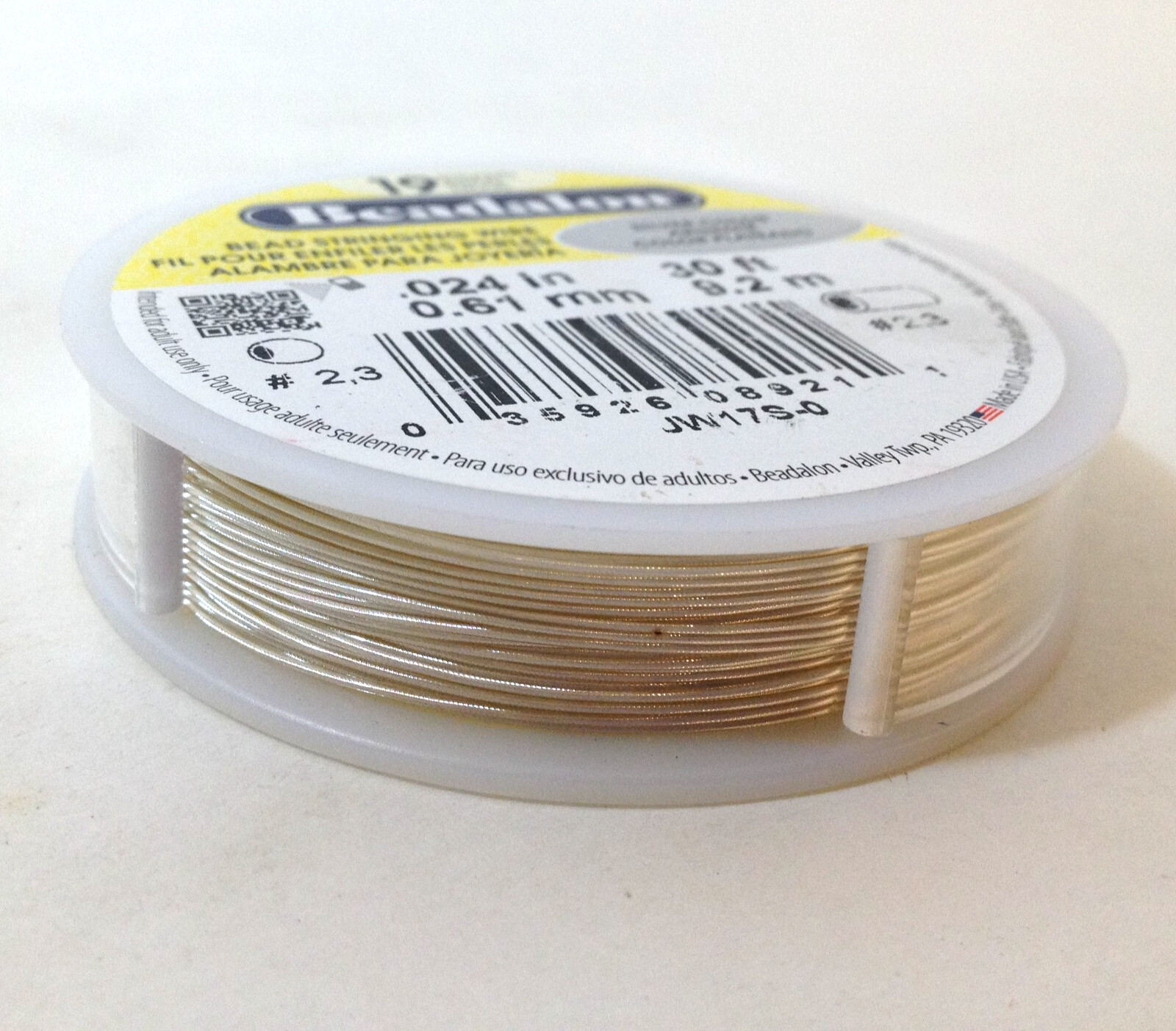 Beadalon 19 Strand Bead Stringing Wire .024 in 0.61 mm Silver Color 30 Ft Flex