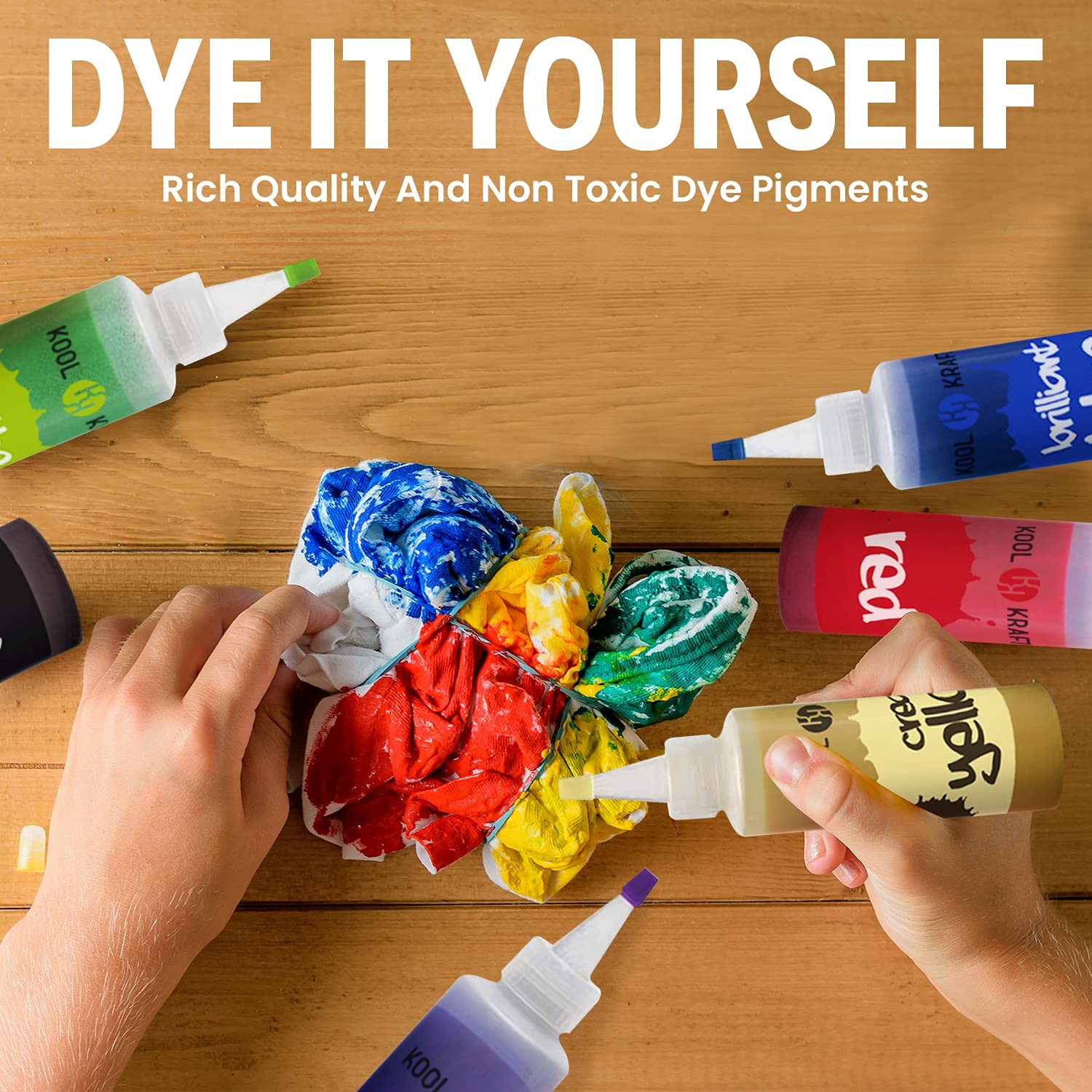 Tie Dye Kit, All-Inclusive with 12 Vibrant Colors, + 4 White T-Shirts – Perfe…