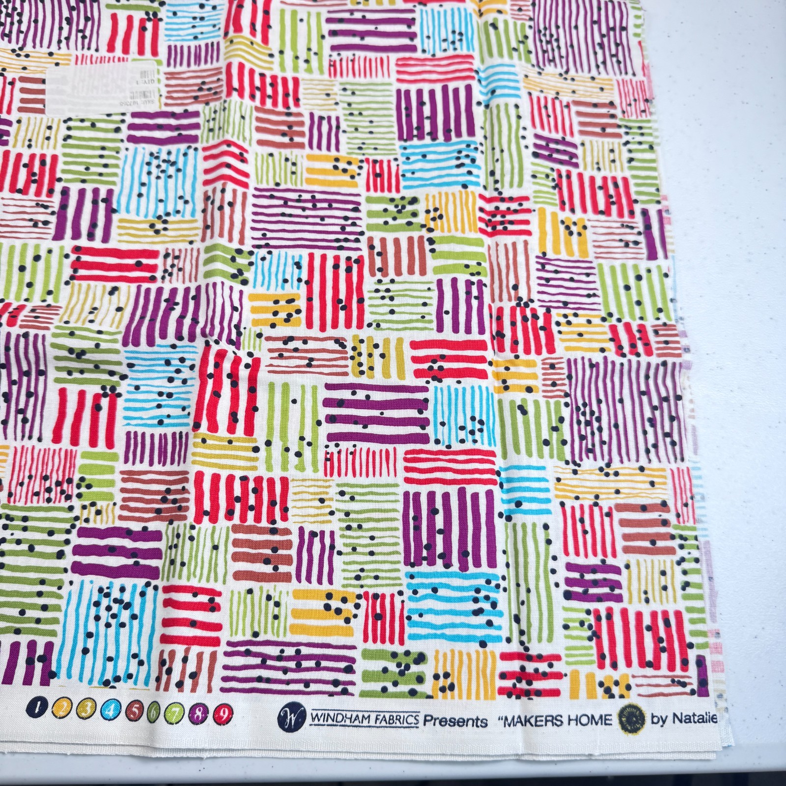 windham quilting cotton fabric stripes squares multicolored 38×43 1 yards