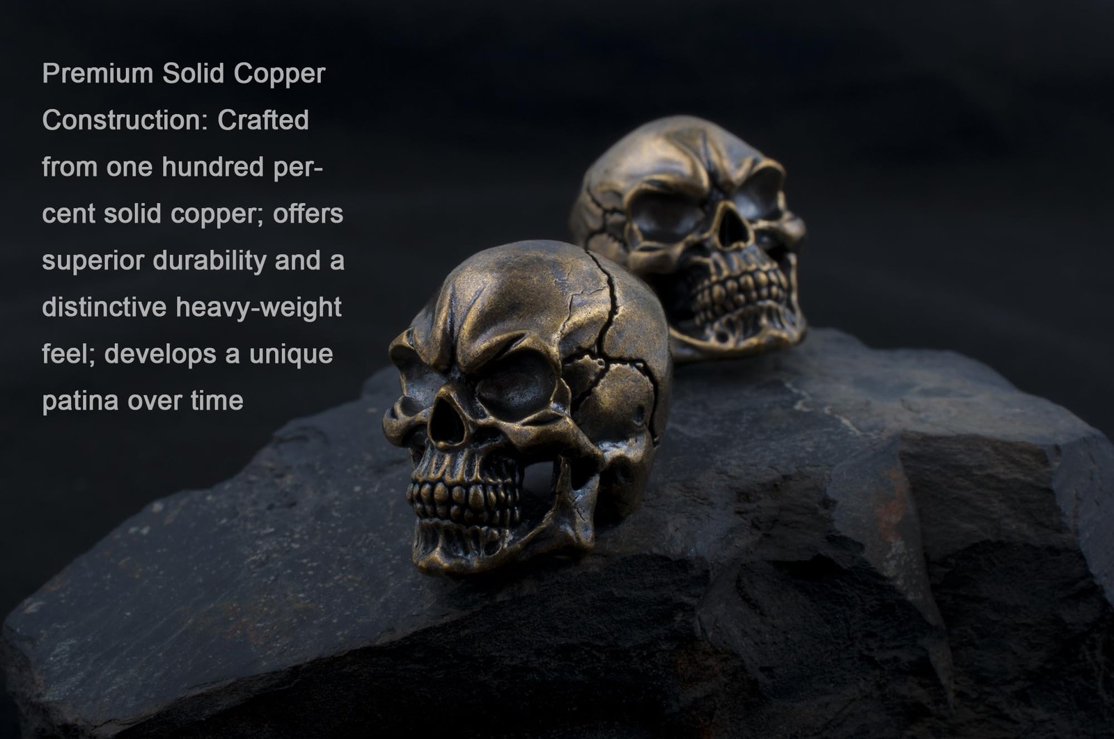 Skull Paracord Bead, Copper, 0.78X0.61X0.68 Inches, for Knife Lanyard and Crafts