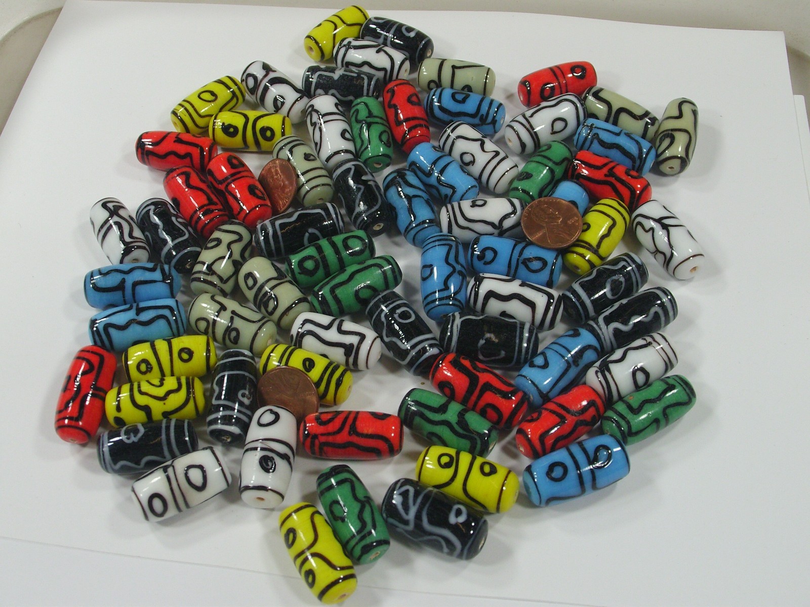 2 Pounds Assorted India Handmade Vintage Design Glass Beads Bulk Lot (RS-6)⭐