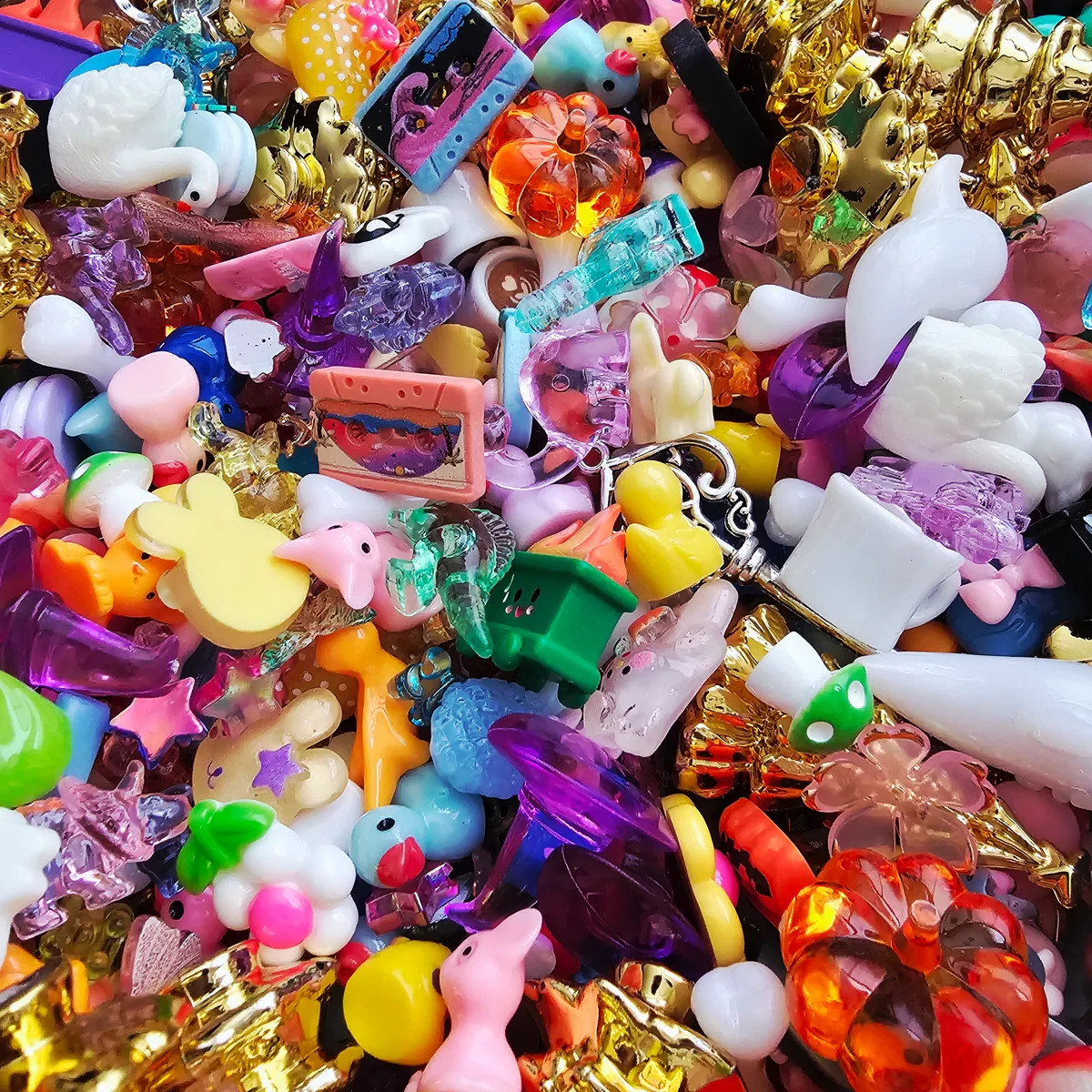 5oz Mystery Miniatures & Charms Scoop + B7000 Glue Tiny Trinket Craft Lot