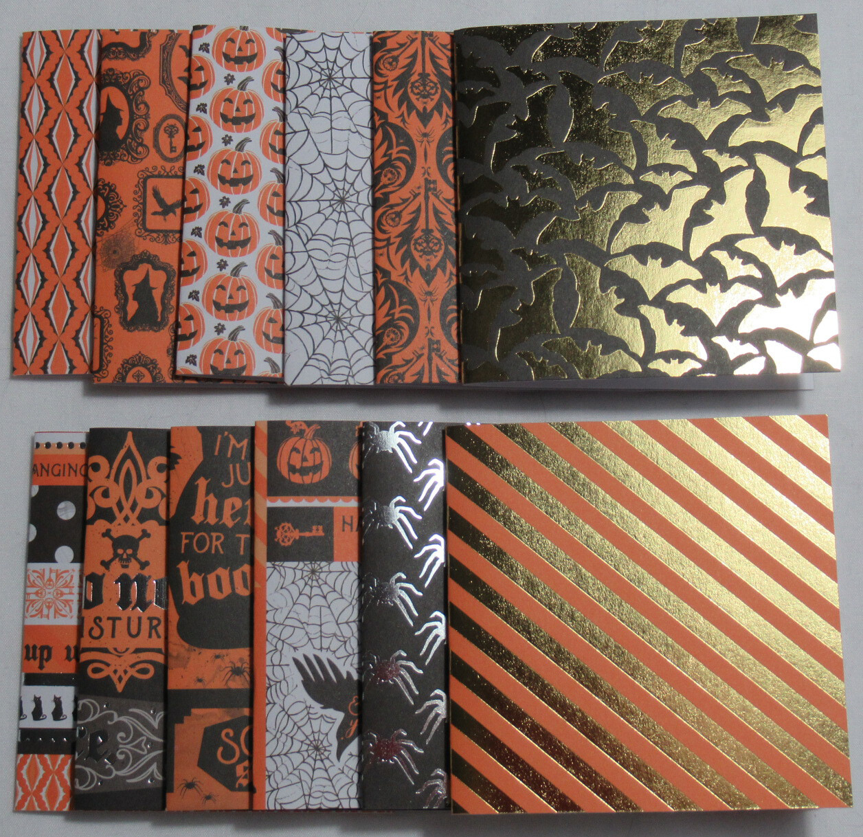 Halloween Handmade Gift Tag Card blank 3″ x 3″ 1 each style Lot Set of 12 w/foil