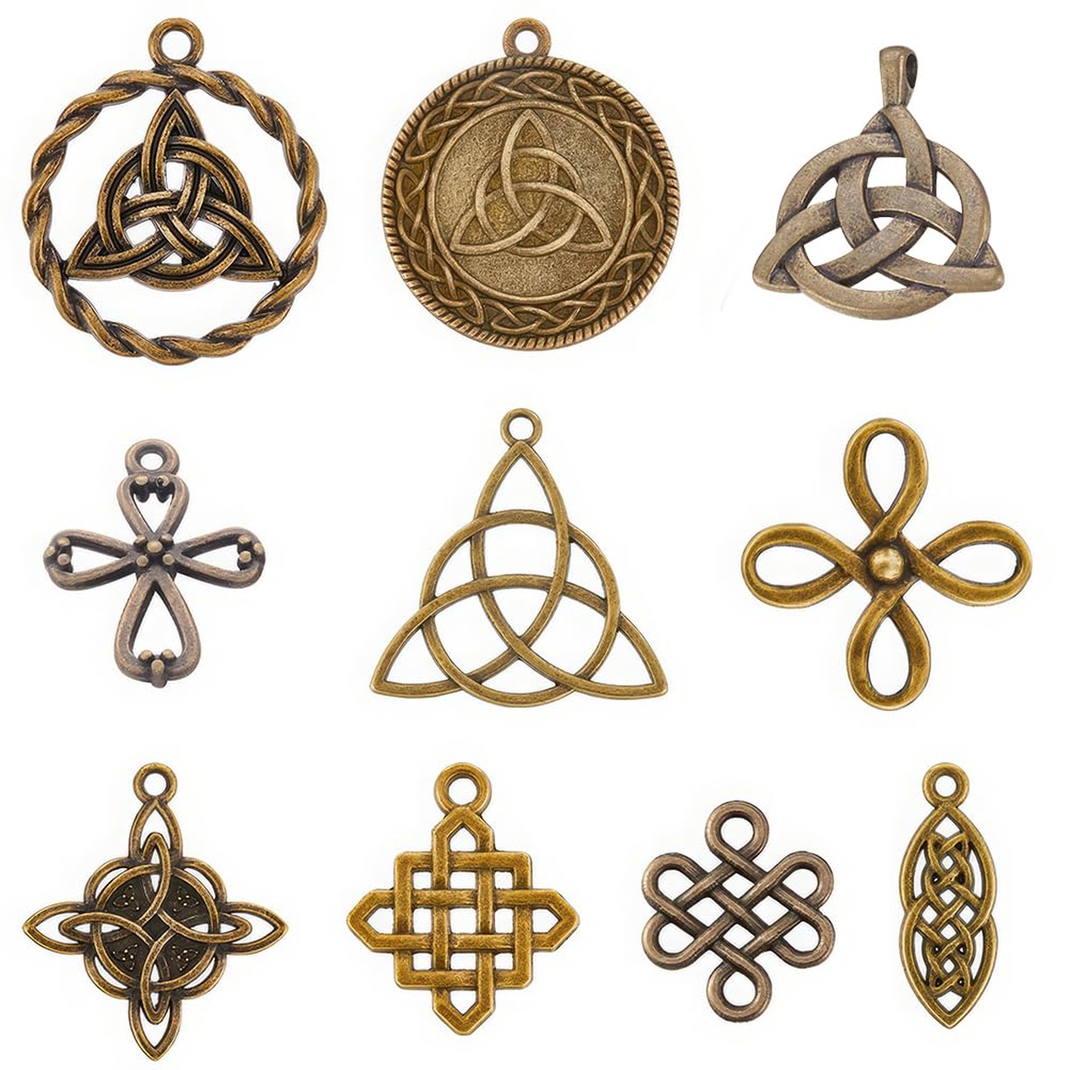 SUNNYCLUE Celtic Knot Charm Bulk – 20pcs, 10 Styles, Trinity Knot, Chinese Kn…