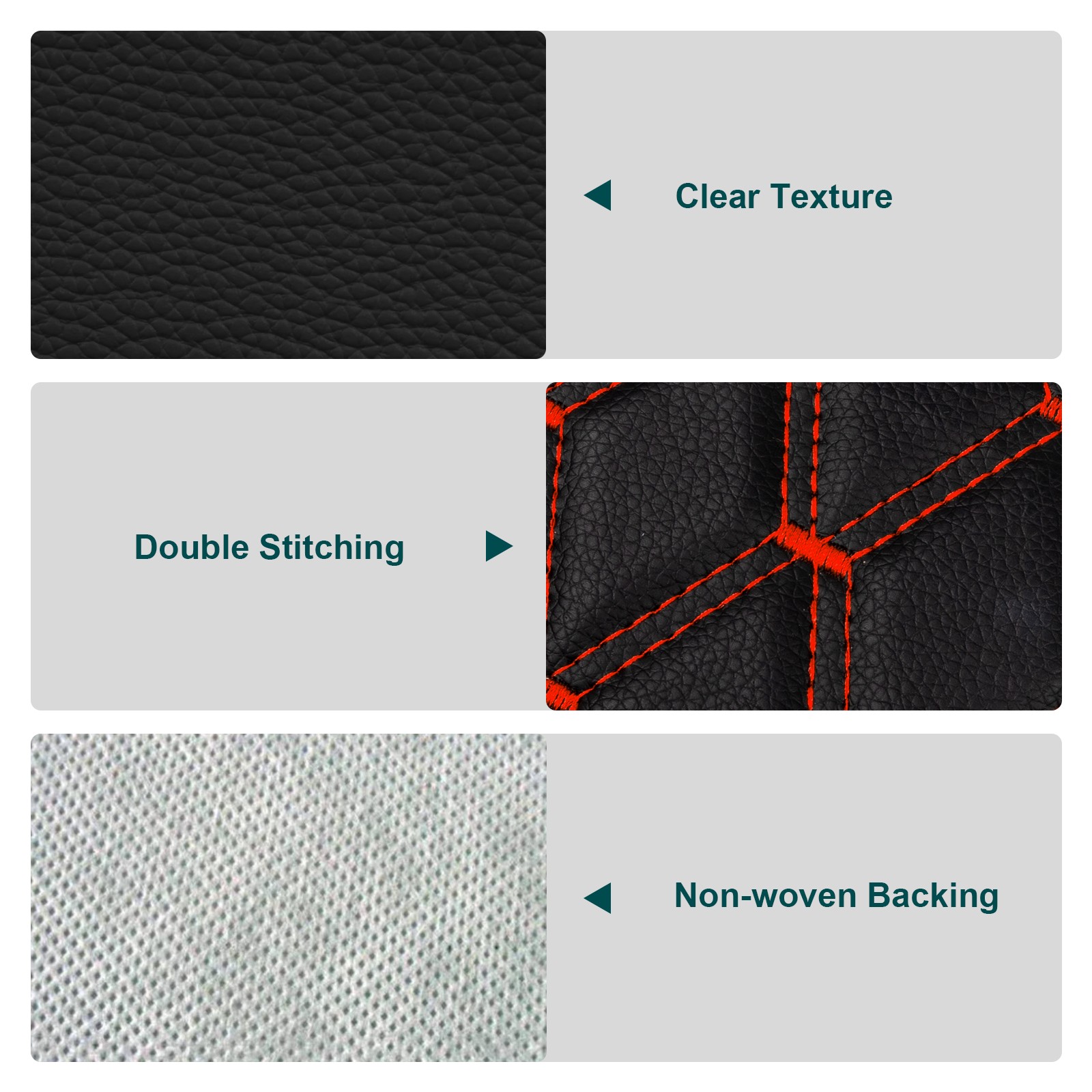 63″ Quilted PU Leather Fabric Diamond Red Stitch Car Upholstery Material DIY