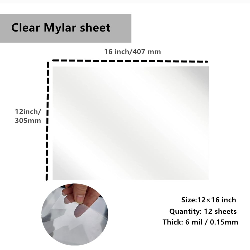 Transparent Blank Mylar Stencil Sheets for Cutting, 12″ x 16″ 6 mil/0.15mm Th…