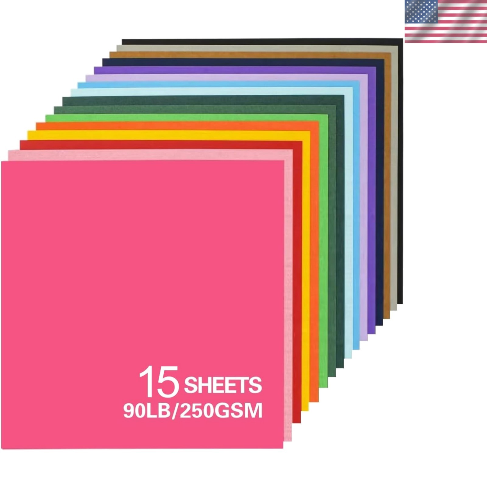 12×12 Cardstock 15sheets Colored Cardstock Assorted 24 Colors, 90 lb/250 gsm …