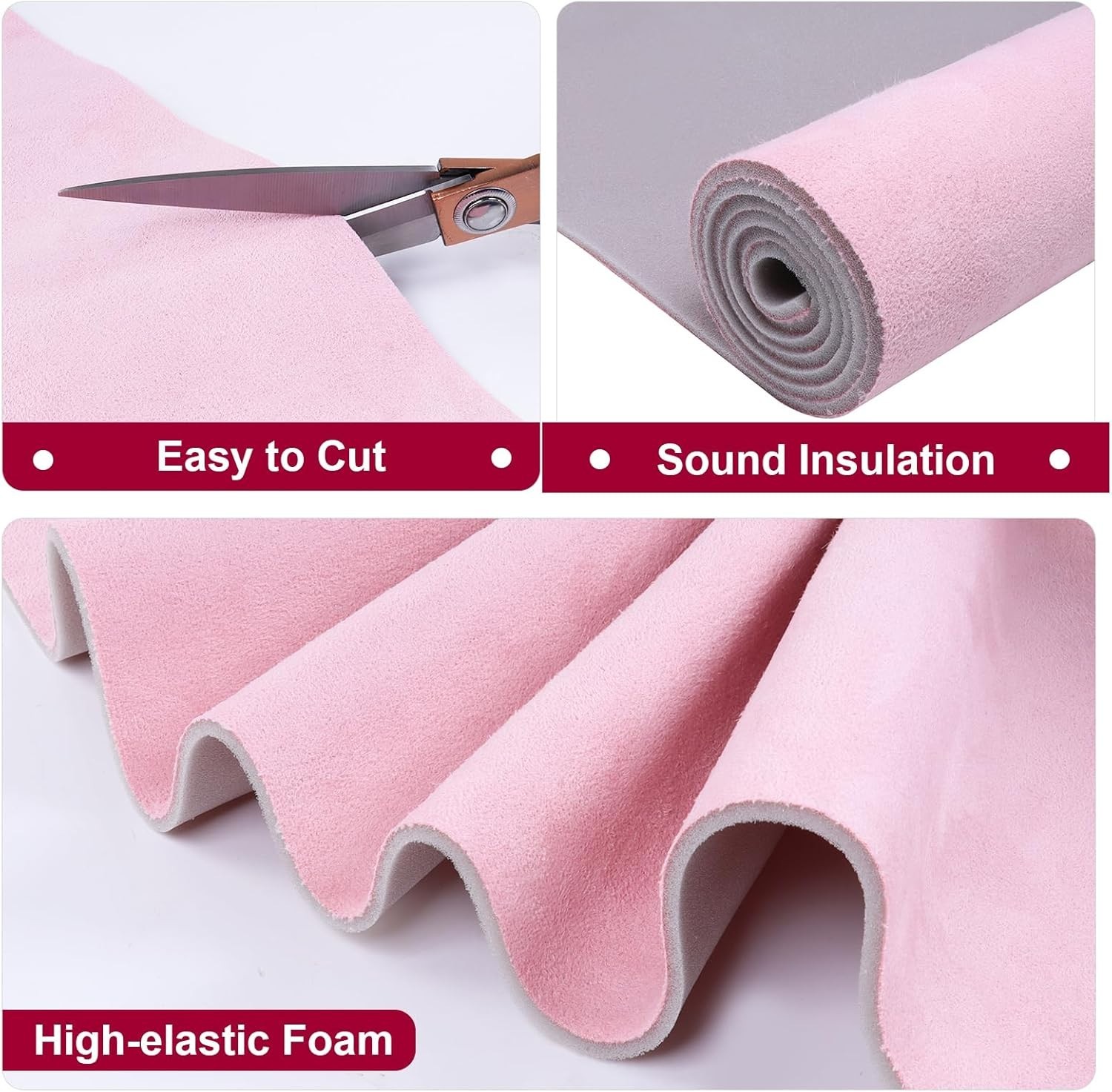Soft and Lightweight Pink Suede Headliner 60″ x 96″ for Easy Install Projects