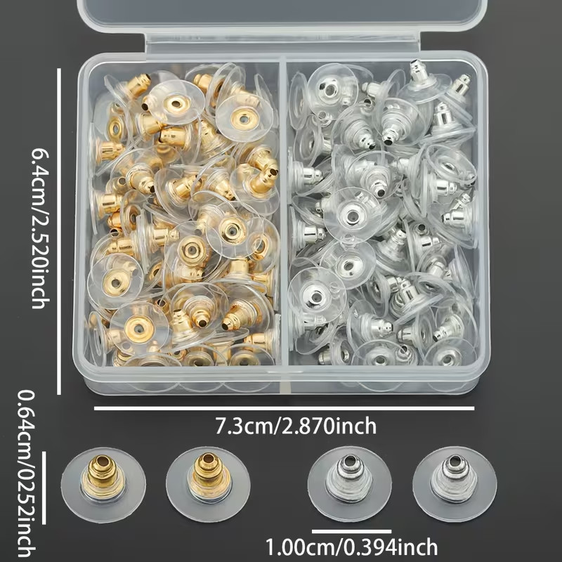 100 Pcs Metal Earring Clutch Jewelry Making Tools Back Stopper Backs with Pad