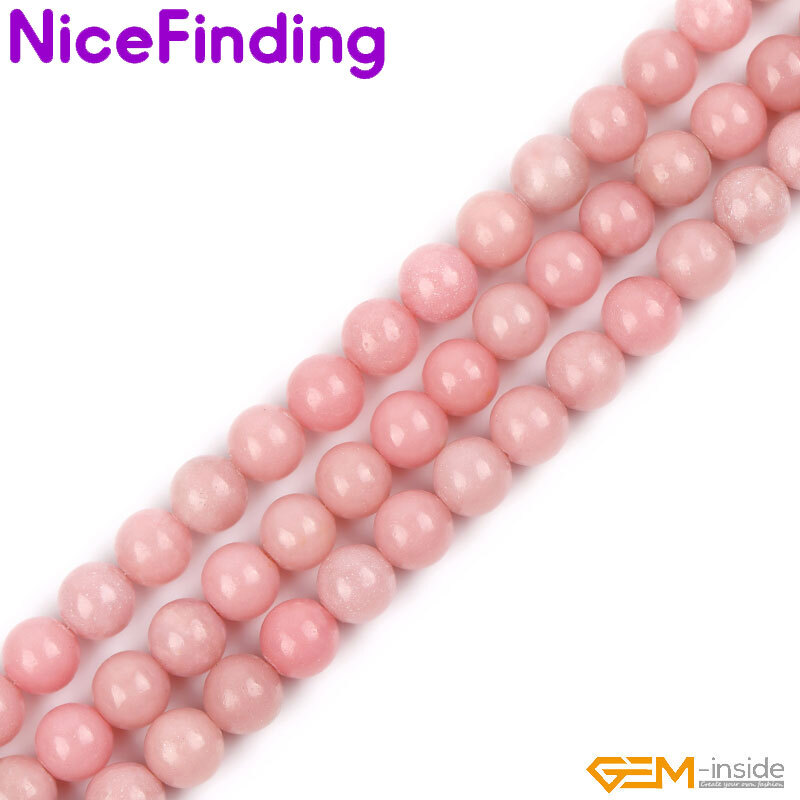 Natural Genuine Pink Opal Round Loose Gemstone Beads Jewelry Making Strand 15″
