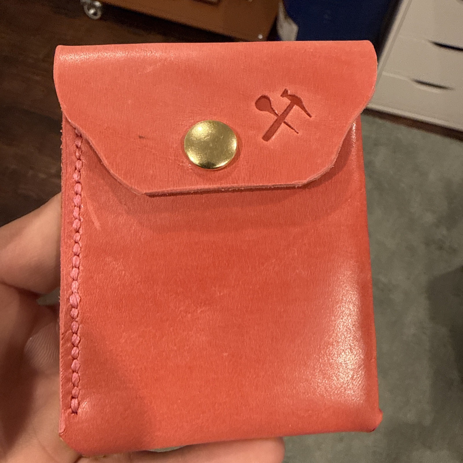 Handmade Leather Minimalist Wallet – Card Holder – Cash Wallet, brown