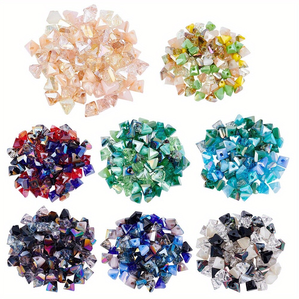 1Box 640pcs 8 Color Faceted Triangle Beads Electroplate Glass Spacer Beads