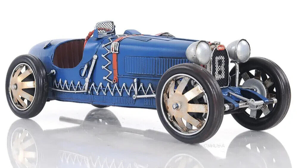 1920s Bugatti Type 35 Metal Racing Car Model 14″ Automobile Automotive Decor