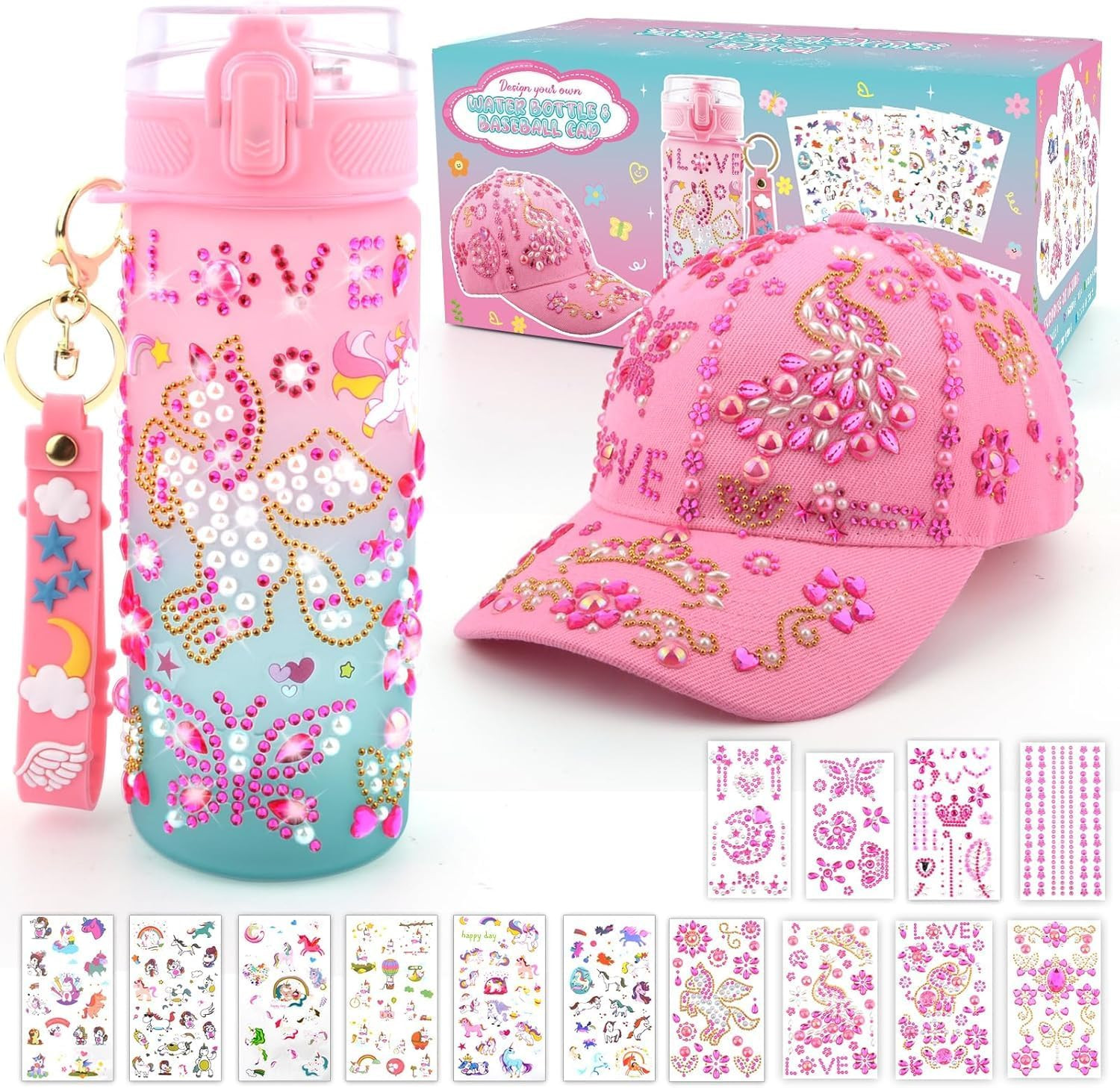 Gifts for Girls Age 4 5 6 7 8 9 10, Decorate Your Own Water Bottle and Baseball