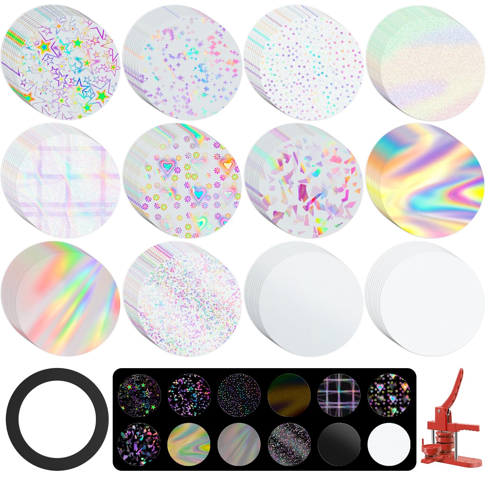 300 Pcs Badge Protective Film, Button Maker Supplies Glittering Film, with 1 …
