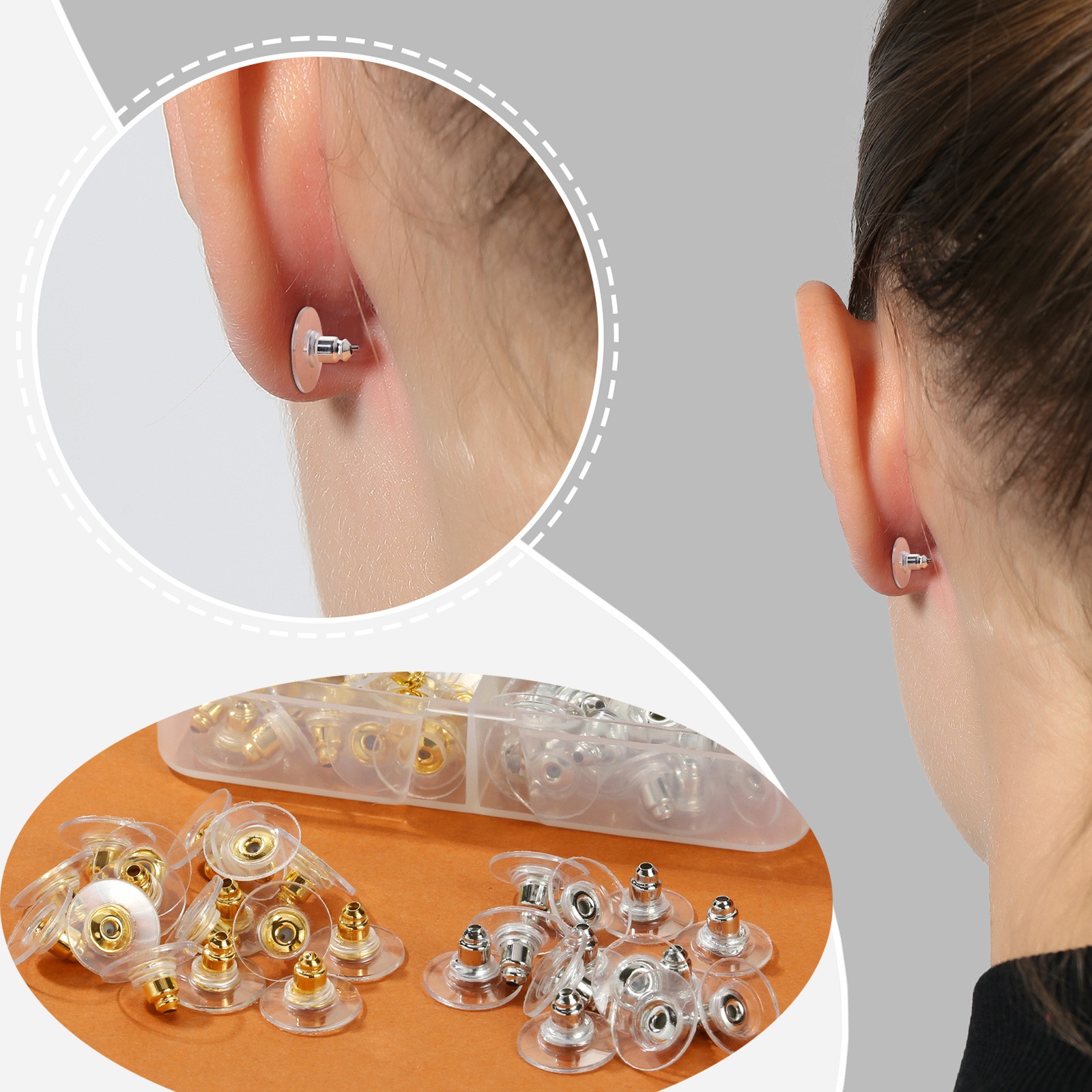 100 Pcs Metal Earring Clutch Jewelry Making Tools Back Stopper Backs with Pad