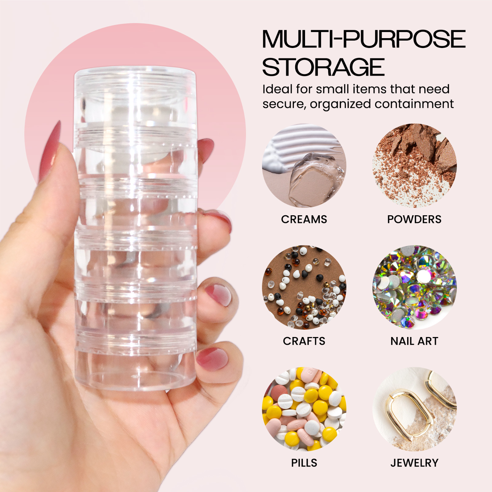 1200 Pieces 10G/10ML Acrylic Stackable Clear Round Container Jar with Screw Cap