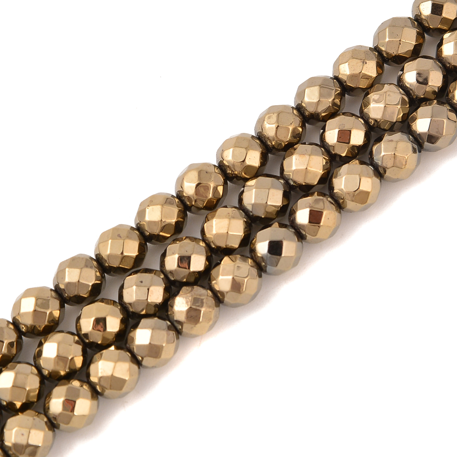 Titanium Hematite Pyrite Tone Faceted Round Beads Size 2mm – 10mm 15.5” Strand