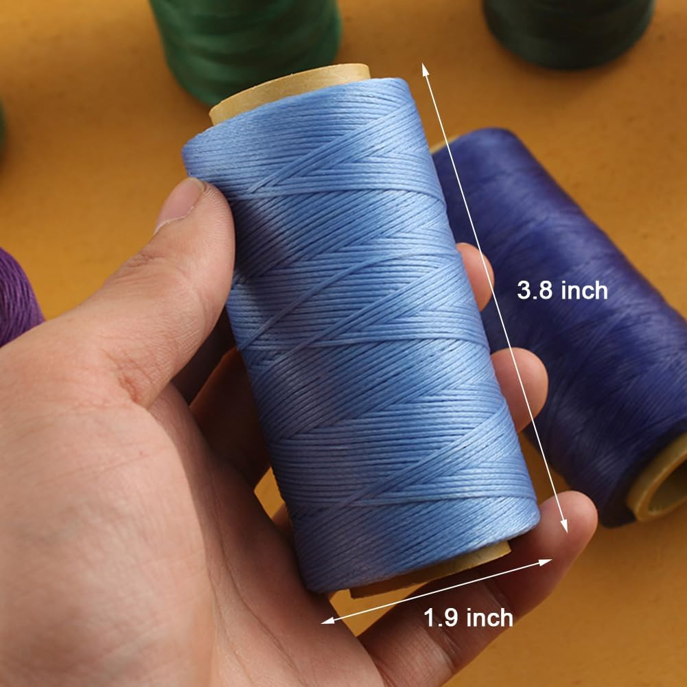 Flat Waxed Thread for Leather Sewing String Polyester Cord Stitching Bookbinding