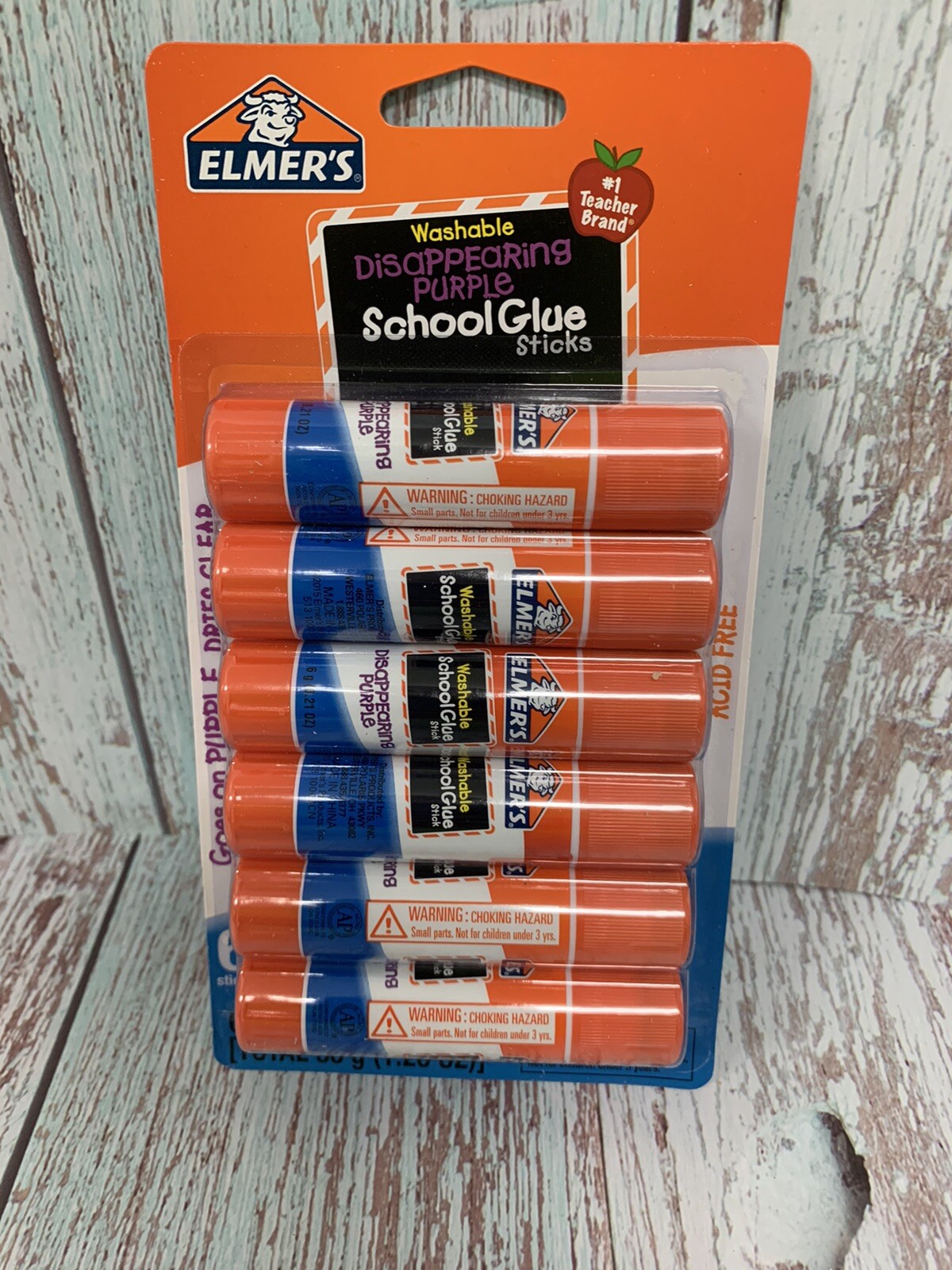 ELMER’S Disappearing Purple School Glue Sticks No-Mess Bond 24 x 0.21 oz. Sticks