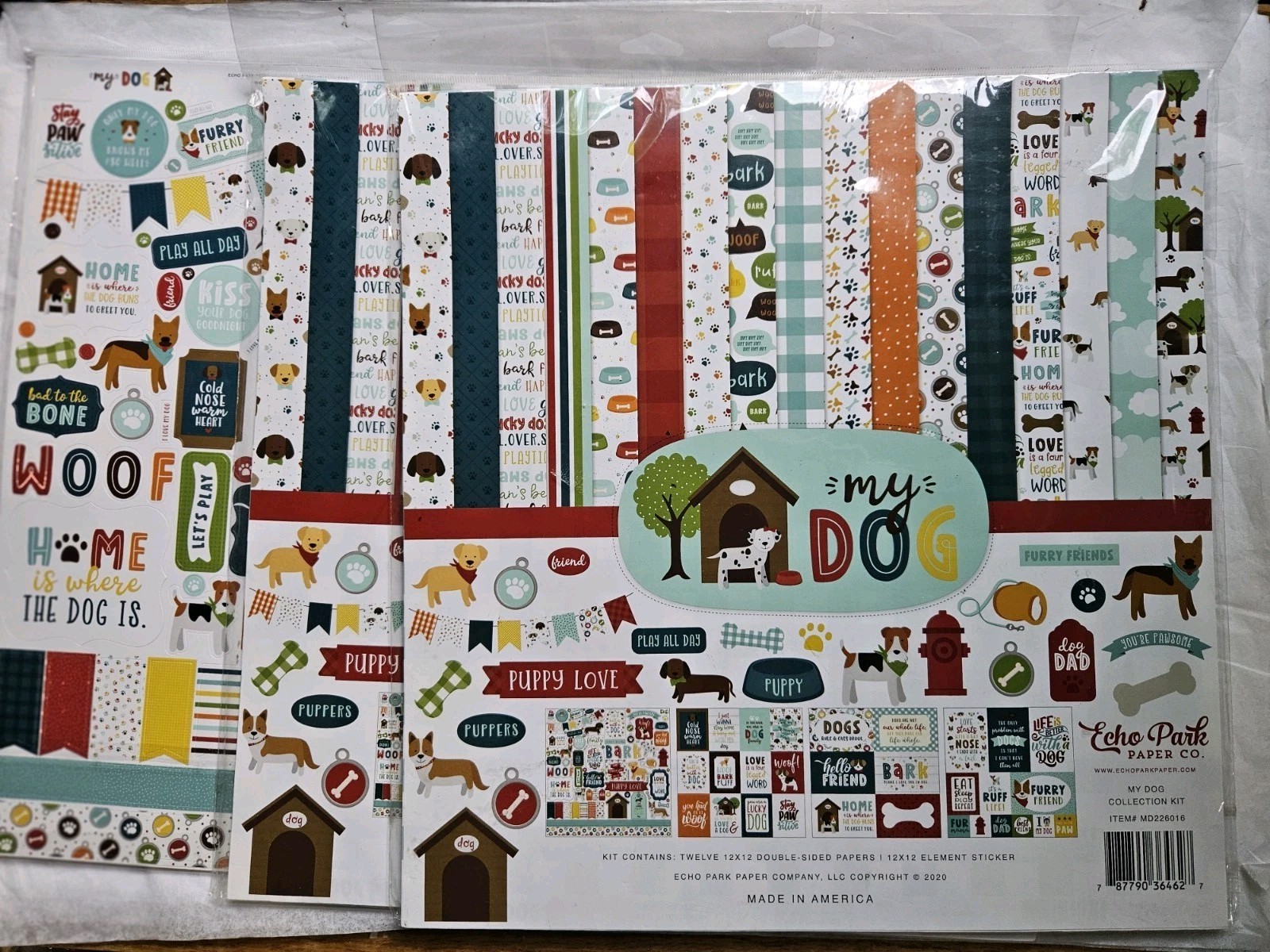New Set Pack 3X – Echo Park Paper Co 12″ x 12″ MY DOG collection kit MD226016