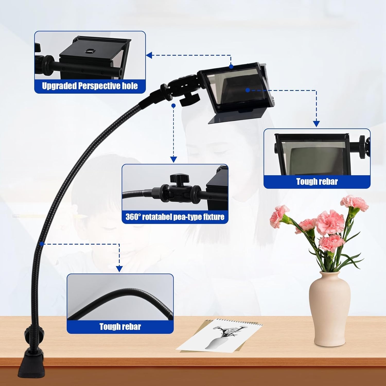 See-Through Camera Lucida Drawing Tool, Optical Drawing Aid 360° Adjustable
