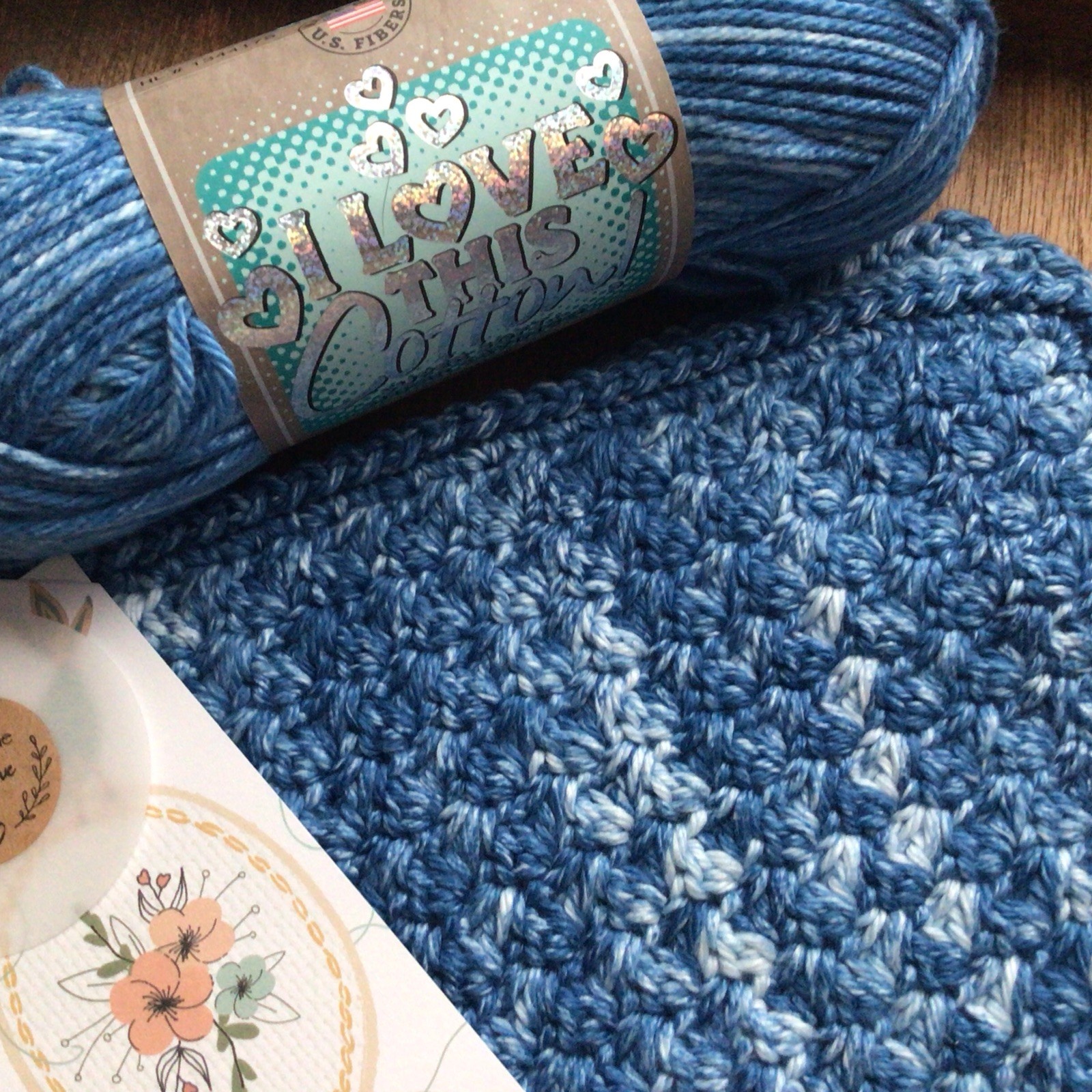 (3)Handmade Crochet 100% Cotton Dishcloths or Washcloths 8.5×8.5 in /New