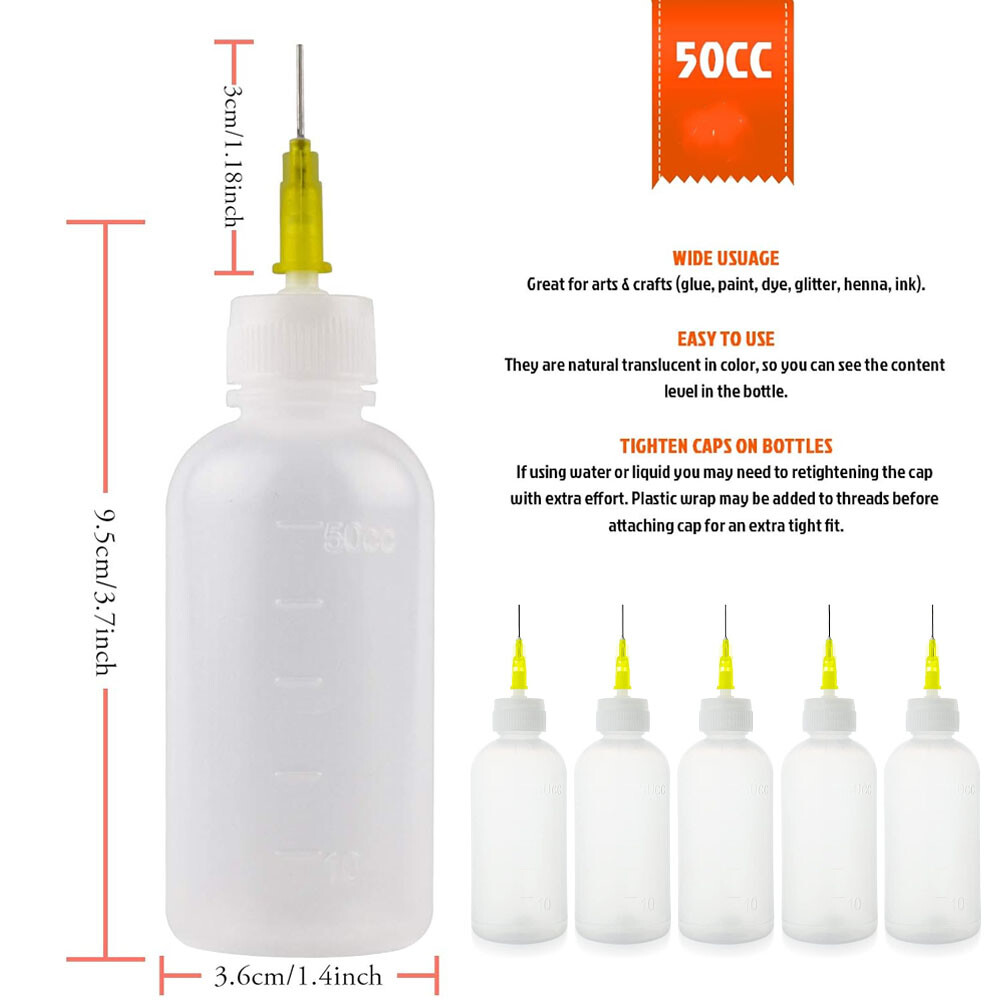 50ml Precision Applicator Bottles, 10Pcs Needle Tip Squeeze Bottle Small Squeeze