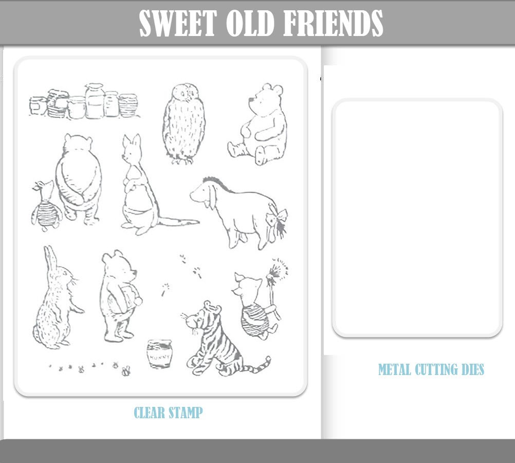 SWEET OLD FRIENDS Stamps And Metal Cutting Dies DIY Scrapbooking Embossing