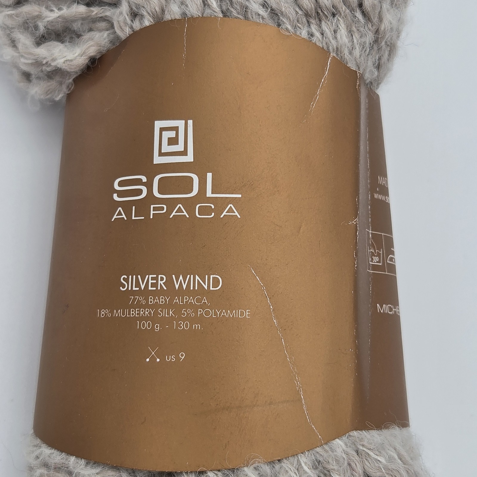 Sol Alpaca Yarn Silver Wind Textured Boucle Bulky 100g Gray Blend Skein Discont
