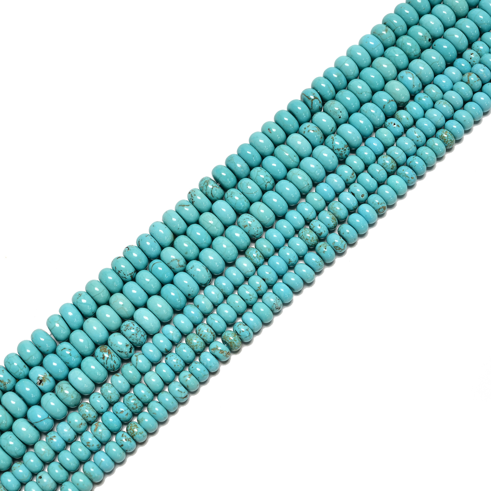 Blue Turquoise Smooth Rondelle Beads 3x4mm 4x6mm 5x8mm 15.5″ Strand