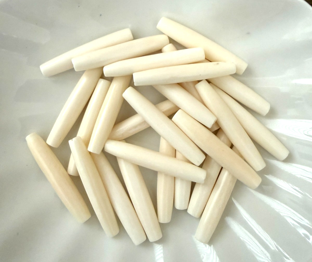 30PC White Buffalo Bone Hair Pipe Tube Beads 1 1/2″