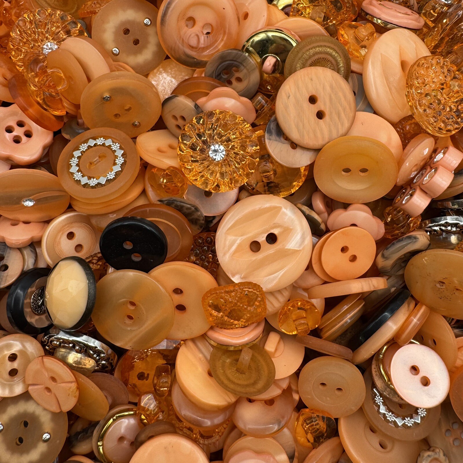 Mixed Lot Peach/Lt Orange Premium Buttons All Sizes For Embellishments