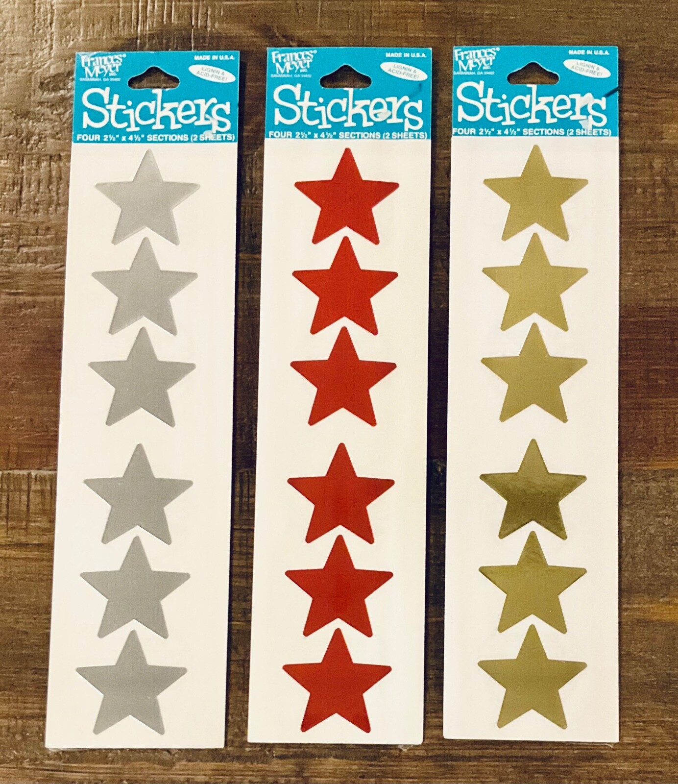 NIP Frances Meyer Foil Stars Red Gold Silver Lignin & Acid Free