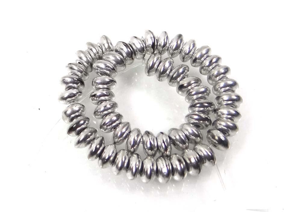 50 Czech Glass Rondelle Beads – Silver 4x2mm