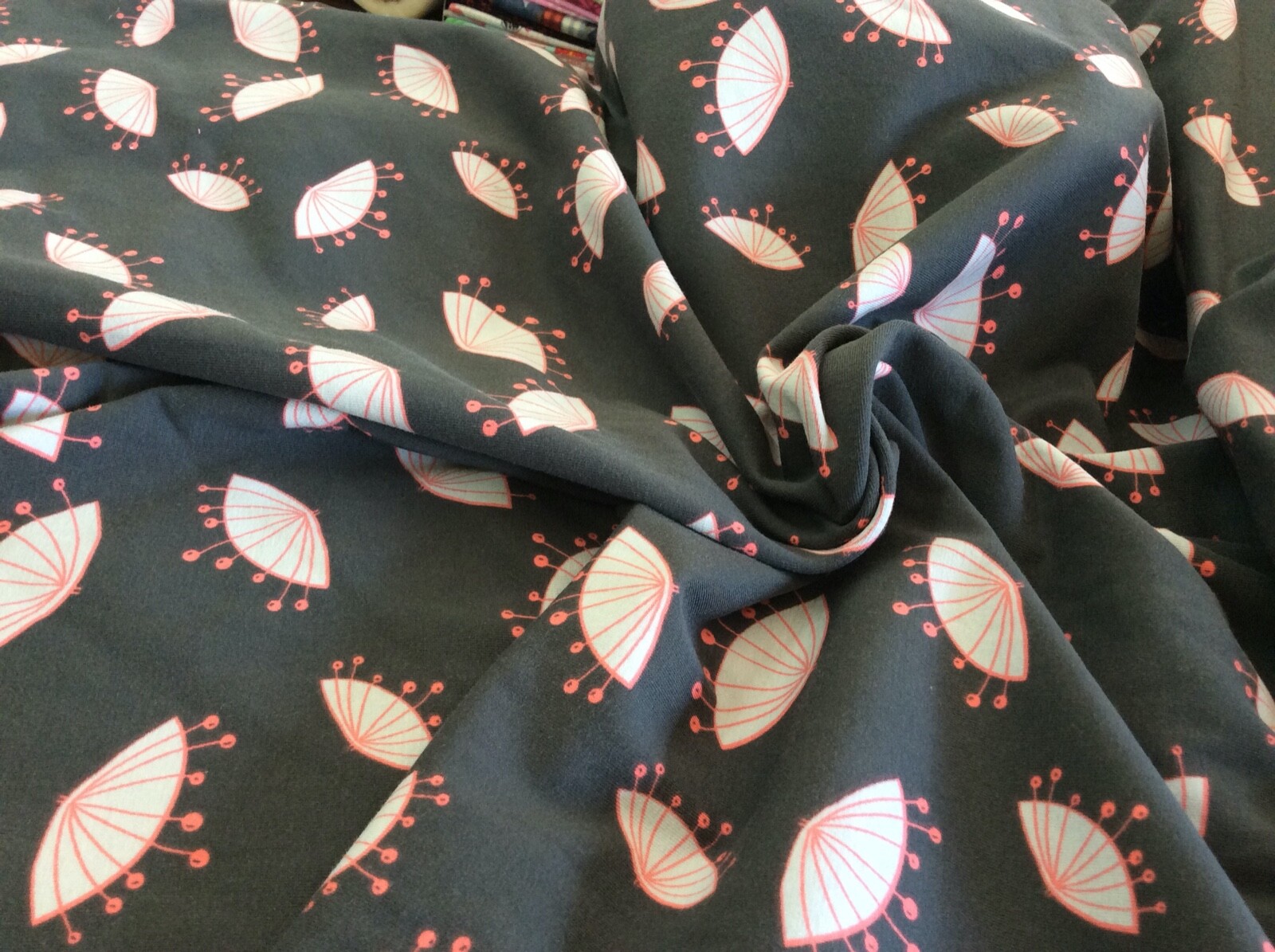 STOF FABRICS- AVALANA #MSJ15-44 – SMOKE GRAY KNIT -64″W– BY THE YARD