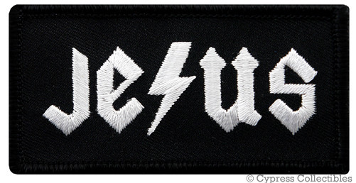 JESUS PATCH RELIGIOUS God Christian LIGHTNING BOLT embroidered iron-on NAMETAG