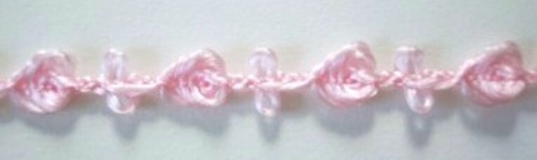 10 Yds. Pink Rayon Rosebraid with Loops 5/16″ Sew or Glue On Sewing Trim BR-34p