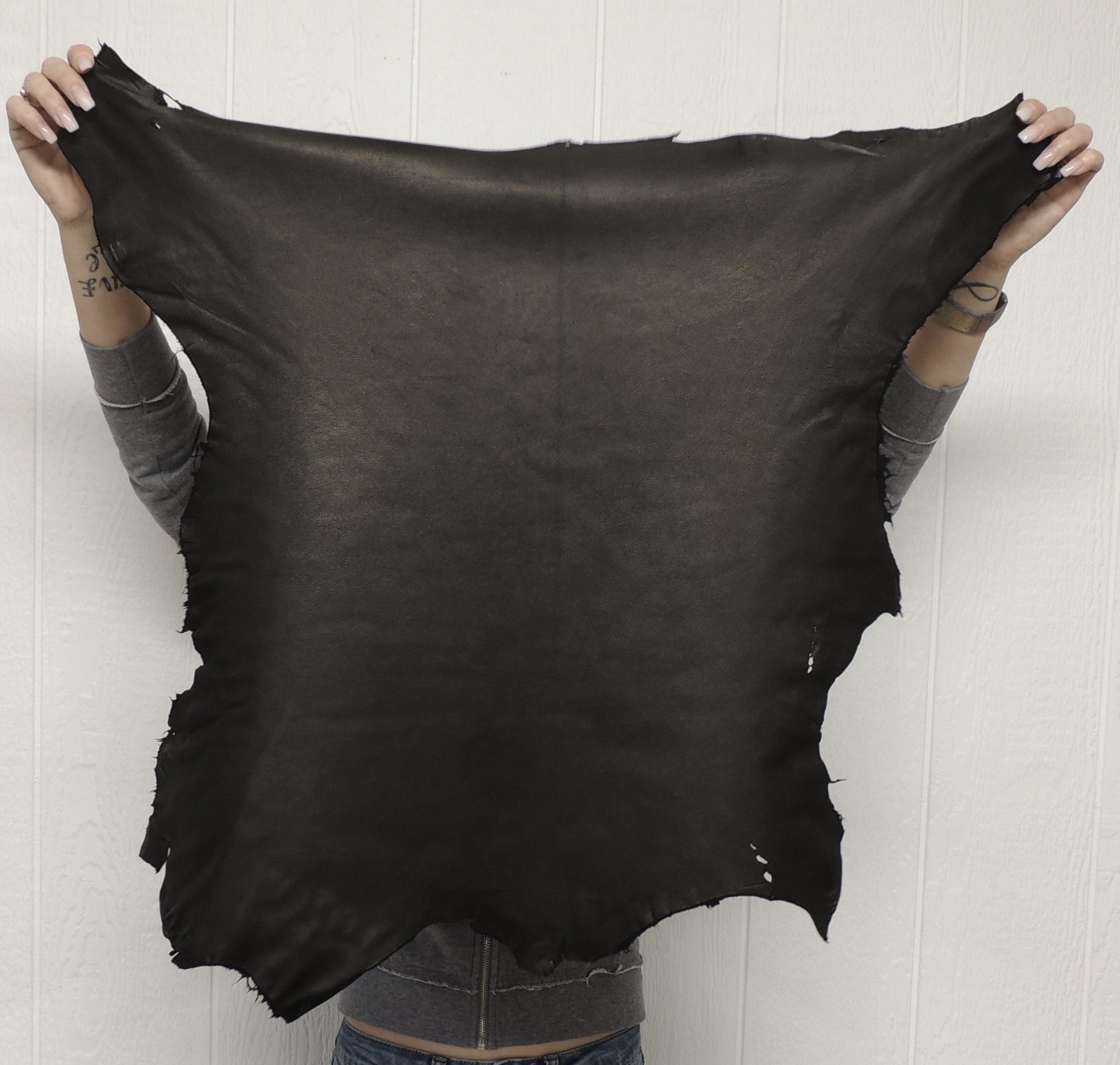 Black Full Grain Lambskin Leather Hide Lightweight Garment Sewing Lining Craft