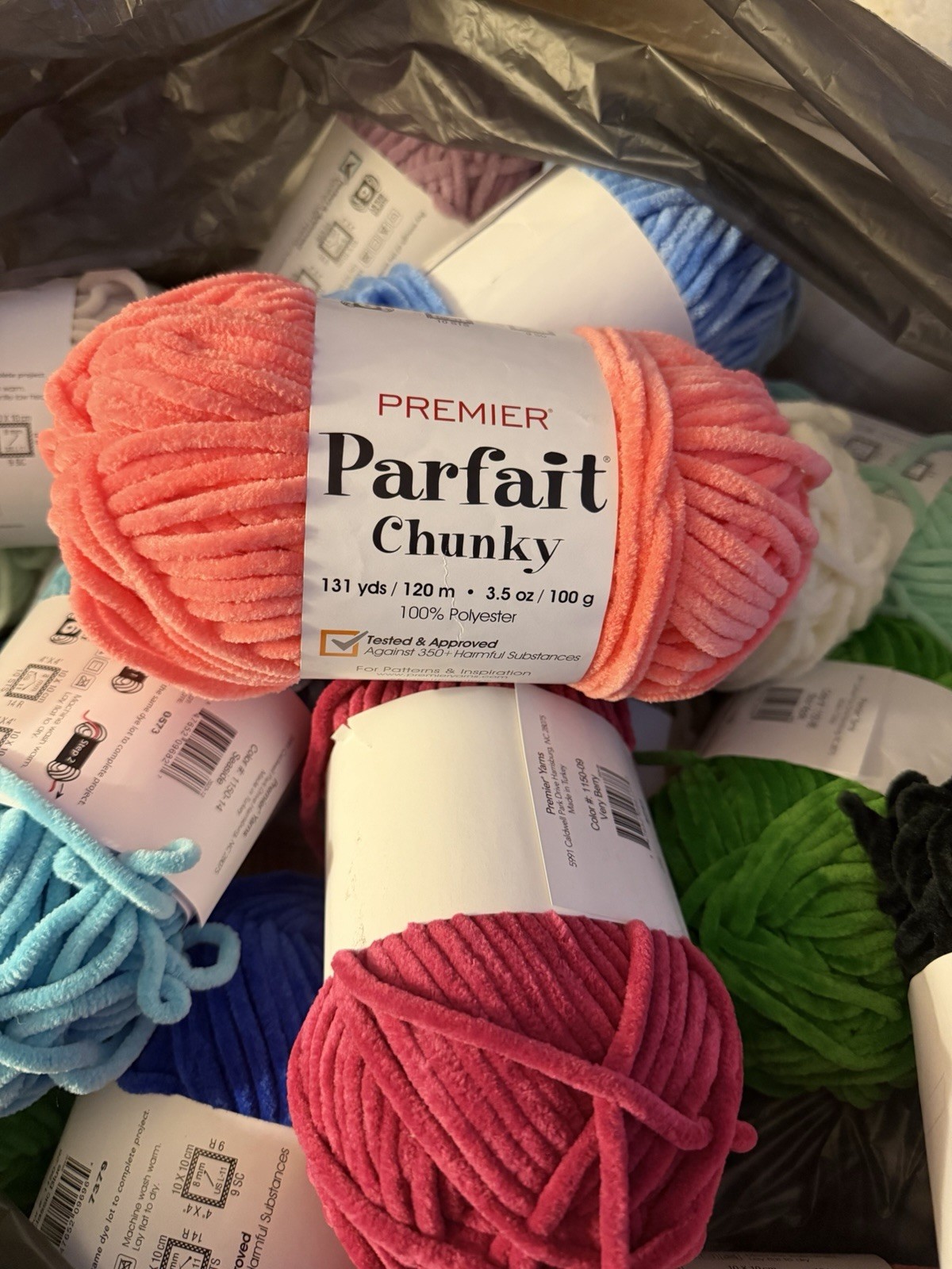 Premier Parfait Chunky Chenille Yarn Lot, 19 skeins; some used, some new!