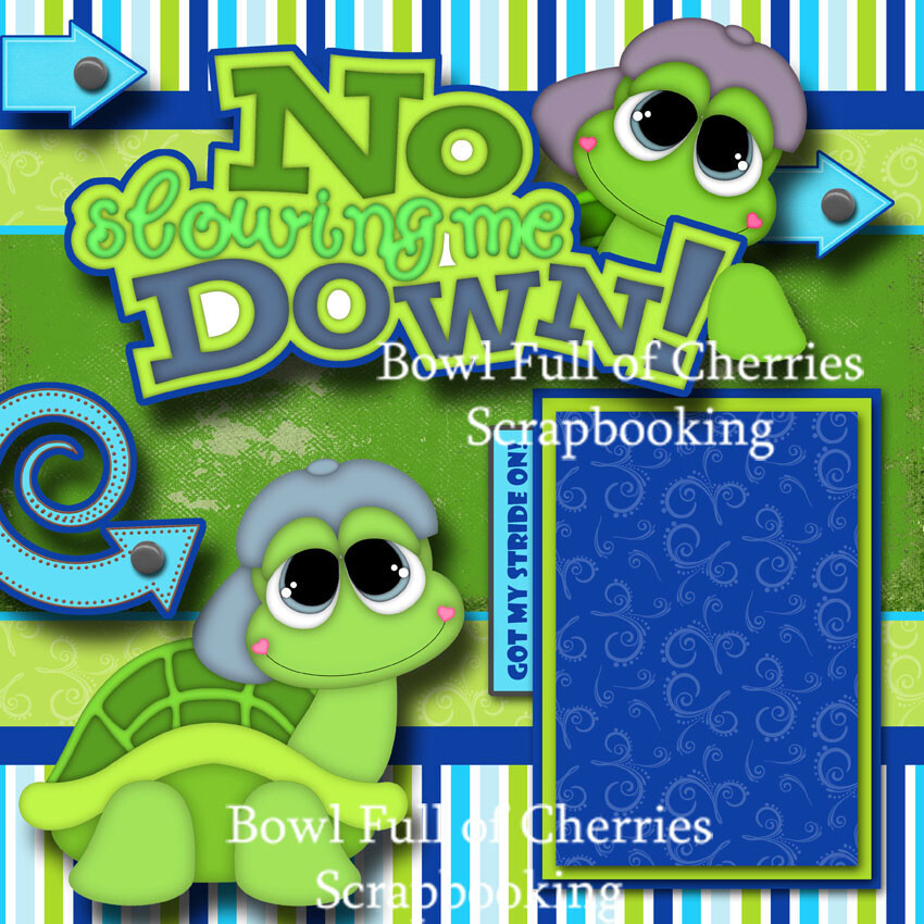 NO SLOWING ME DOWN ~ 2 premade scrapbook pages paper piecing baby CHERRY #0066