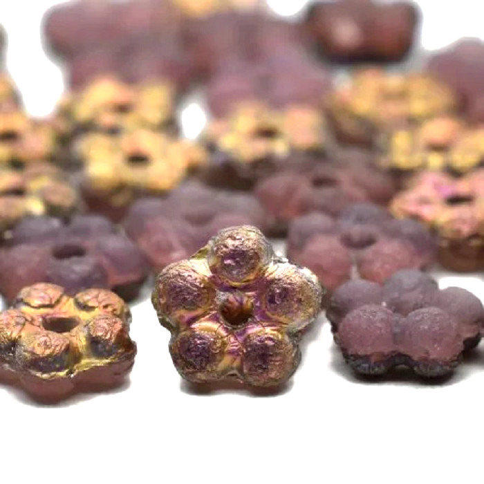 0162, Rosewood, Etched & Rainbow Copper Finishes, 5mm, 25 Daisy Spacers (for5-8)