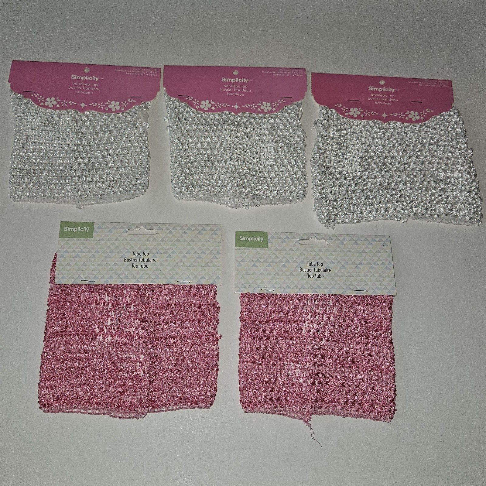 Simplicity Wilton Tube Top Fabric Lot Pink White (fits 3-6 years old) READ AS IS